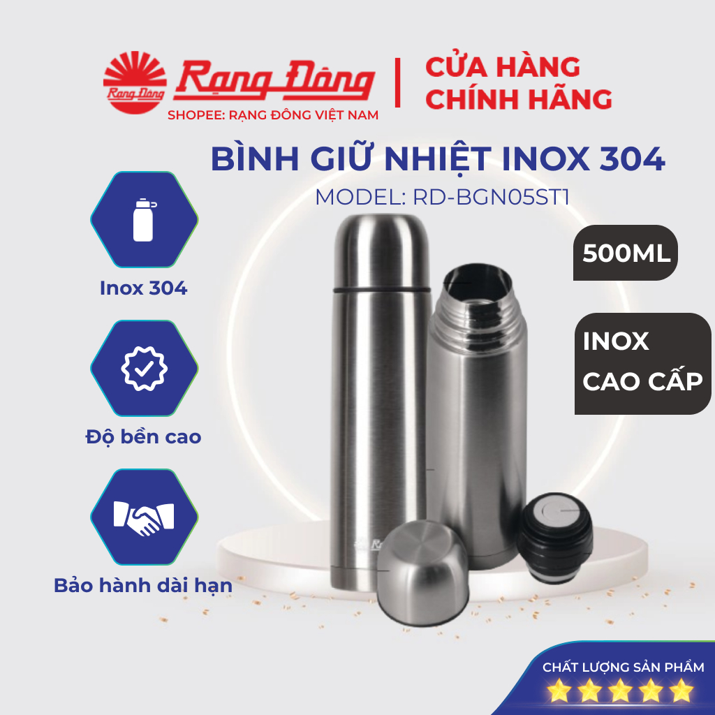 Bình Giữ Nhiệt Inox Cao Cấp Rạng Đông Chống Dò nước 500ml Đựng Nước ...