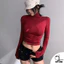 Áo croptop cổ lọ tay dài chất tăm DuyLinh dáng áo ôm sát tôn body chất vải mềm mại co giãn DL13TD