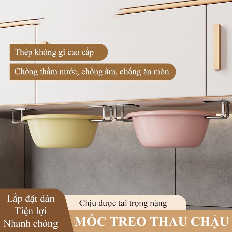 Móc treo thau chậu HOMELOVE Móc inox dán tường dày dặn chống gỉ sét ...
