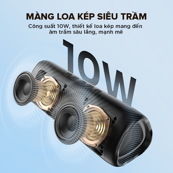 Ảnh Loa Bluetooth 5.3 Robot RB525 Bass Mạnh 10W Đèn Led RGB, Kháng Nước, Pin Trâu - Hỗ Trợ Kết Nối Thẻ Nhớ, AUX 4