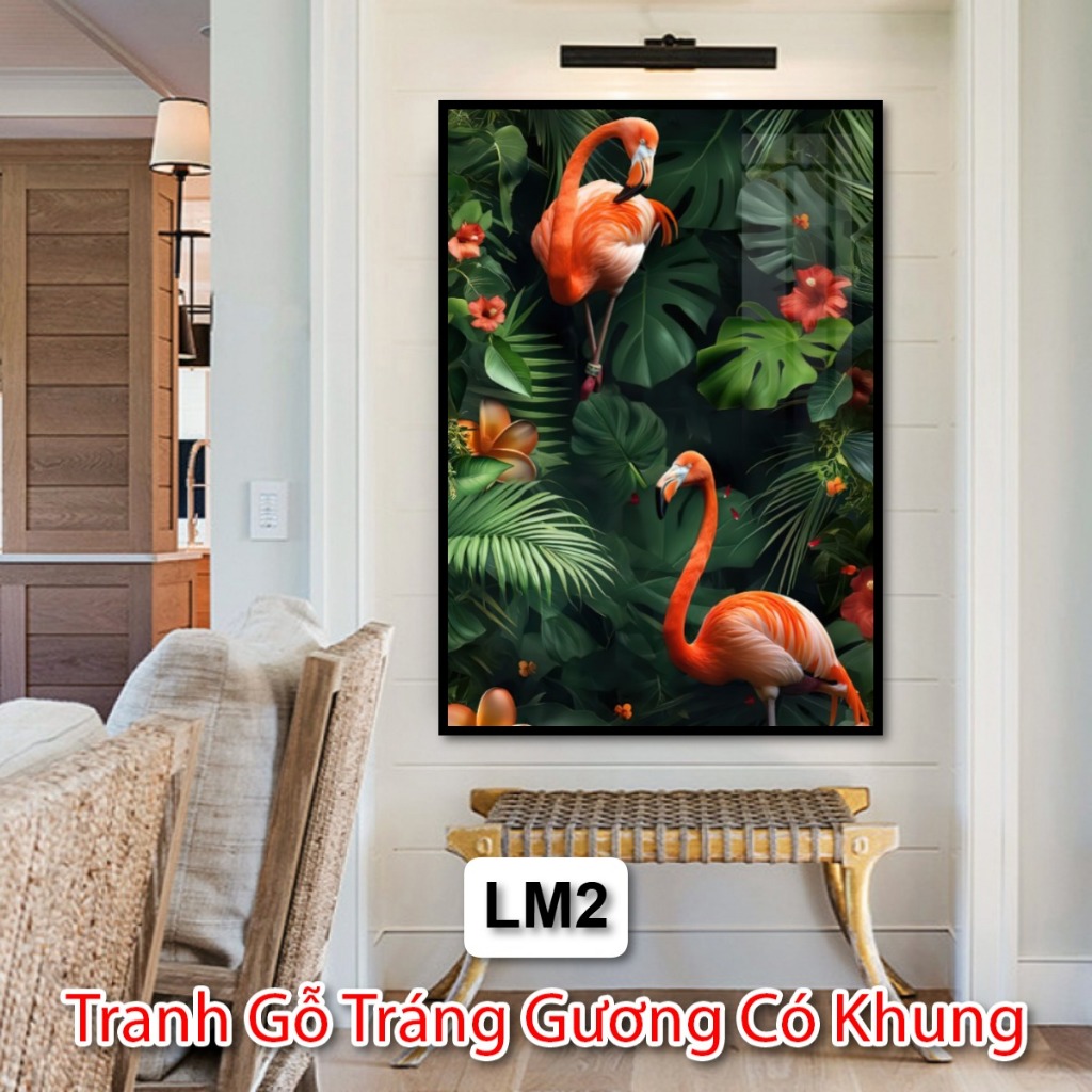 Tranh Treo Tường Cây Lá Môn Siêu Đẹp Và Nét - Tranh Gỗ Tráng Gương Có Khung - Vua Tranh