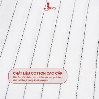 Quần âu nữ trắng kẻ sọc JASEY, quần vải ống suông thoải mái cạp khóa chuẩn size mã 3515