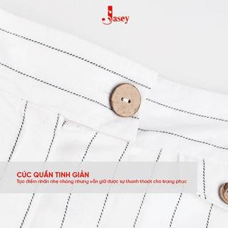 Quần âu nữ trắng kẻ sọc JASEY, quần vải ống suông thoải mái cạp khóa chuẩn size mã 3515