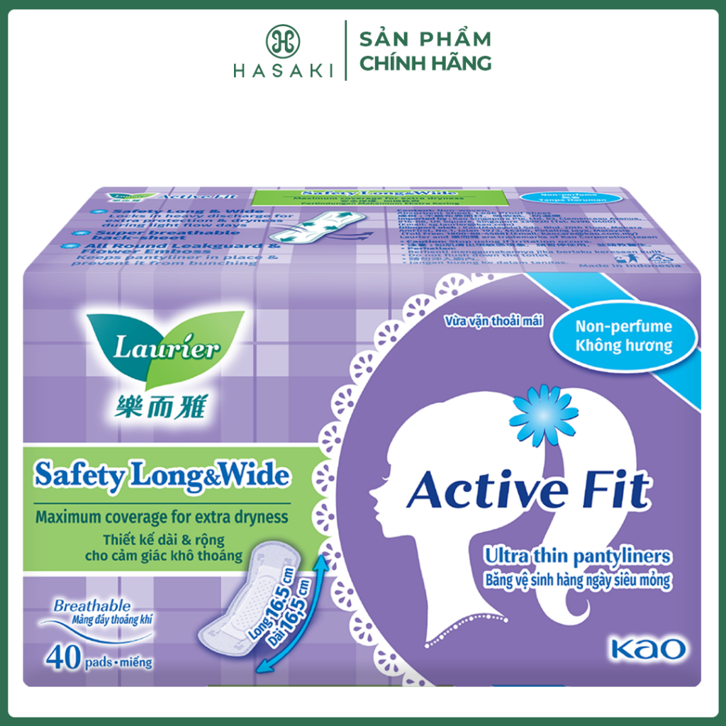 Băng Vệ Sinh Laurier Hàng Ngày H Ultra Thin Pantyliner Active Fit 40 Pads