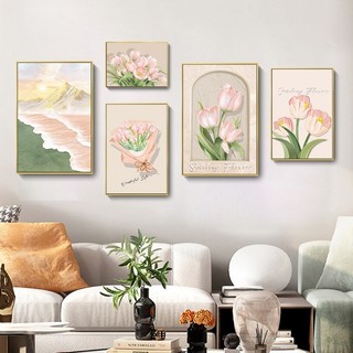 Set 5 Tranh Canvas Treo Tường Hoa Tulip BH23 - Tranh Trang Trí Phòng Khách, Bàn Làm Việc, Quán Cafe