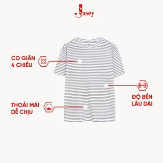 Áo thun nam cổ tròn kẻ sọc JASEY, áo thun thể thao chuẩn size 2 màu kẻ đen hoặc kẻ trắng mã 2115