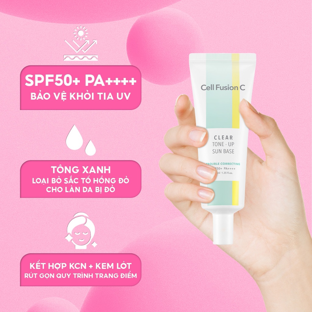 Ảnh Kem chống nắng nâng tone da dầu mụn Cell Fusion C Clear Tone-Up Sun Base SPF50+ PA++++ 40ml hiệu chỉnh da ửng đỏ 3