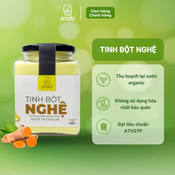 Tinh bột nghệ đỏ Đắk Lắk nguyên chất Amabi 100g/250g/500g, Bột nghệ uống hỗ trợ làm đẹp, tốt cho dạ dày