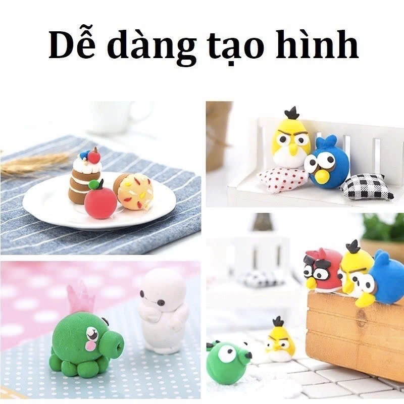 [Tặng khuôn] Đất nặn hình xô và hình nhà thỏa sức cho bé sáng tạo.