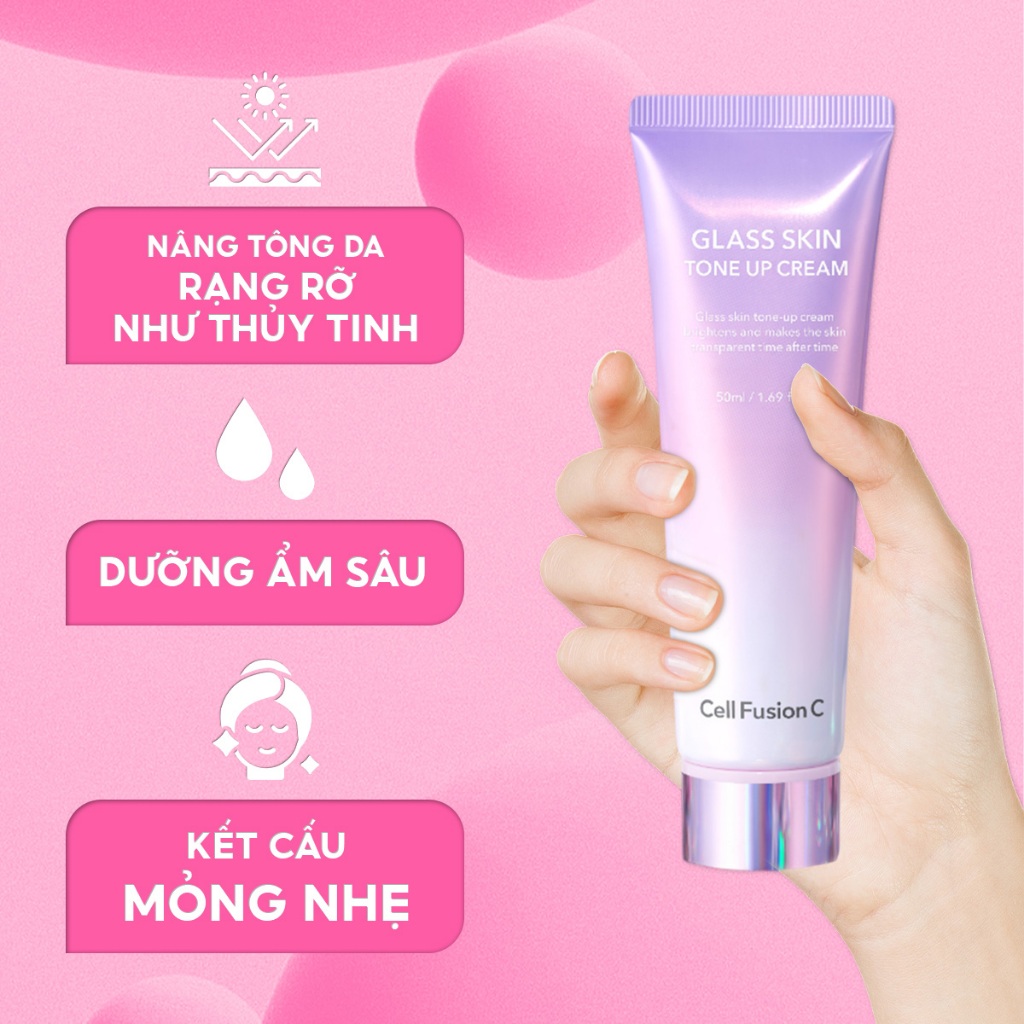 Ảnh Kem dưỡng nâng tone Cell Fusion C Glass Skin Tone Up Cream 50ml kem lười dưỡng trắng và cấp ẩm mỏng nhẹ như nước 3