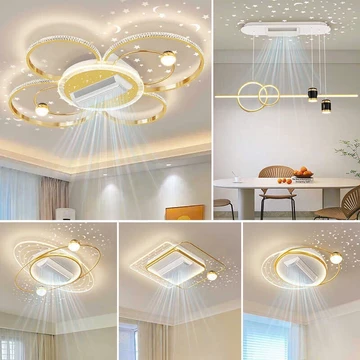 Quạt đèn trần ko cánh thế hệ mới cho trần thạch cao la phong,Quạt trần đèn có điều khiển từ xa thông minh cho trần thấp