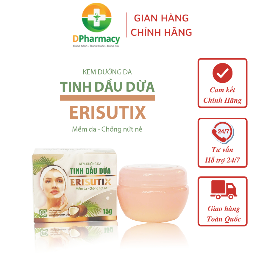 Kem Bôi Da Tinh Dầu Dừa ERISUTIX, Chống Nứt Nẻ, Dưỡng Da,  Mịn Da, Liền Sẹo, Khô Ráp Da Mặt, Da Môi