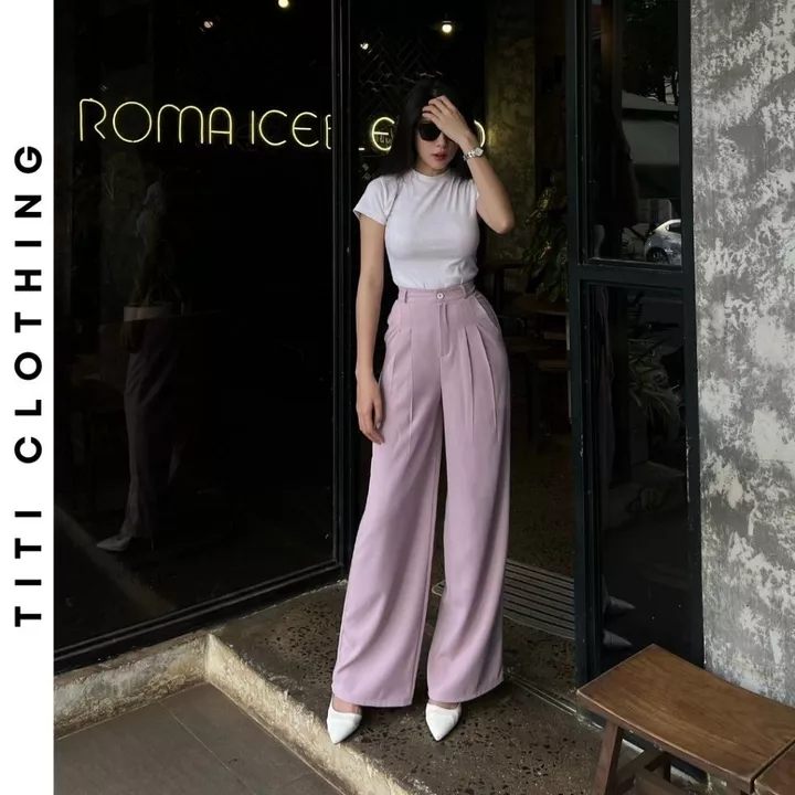 Quần ống suông nữ lưng cao TiTi01, quần suông vải, quần suông ống rộng, quần dài nữ ống suông, quần ống suông cạp cao