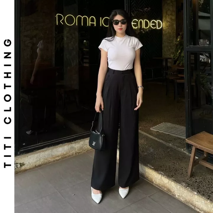 Quần ống suông nữ lưng cao TiTi01, quần suông vải, quần suông ống rộng, quần dài nữ ống suông, quần ống suông cạp cao