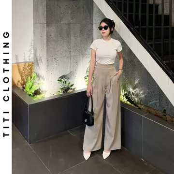 Quần ly nẹp rosa khóa kéo sau ống suông rộng MÃ T05, quần suông ống rộng quần dài nữ ống suông quần ống suông cạp cao