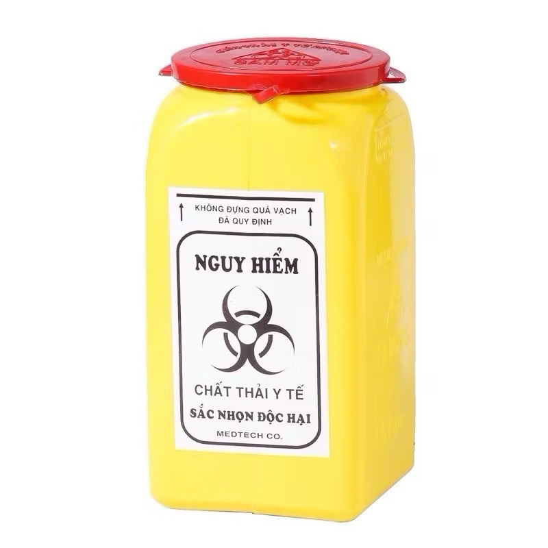 BÌNH ĐỰNG VẬT SẮC NHỌN NHỎ 1.5 LÍT .BÌNH HỦY KIM Y TẾ 1.5 LÍT – THU GOM VẬT SẮC NHỌN AN TOÀN