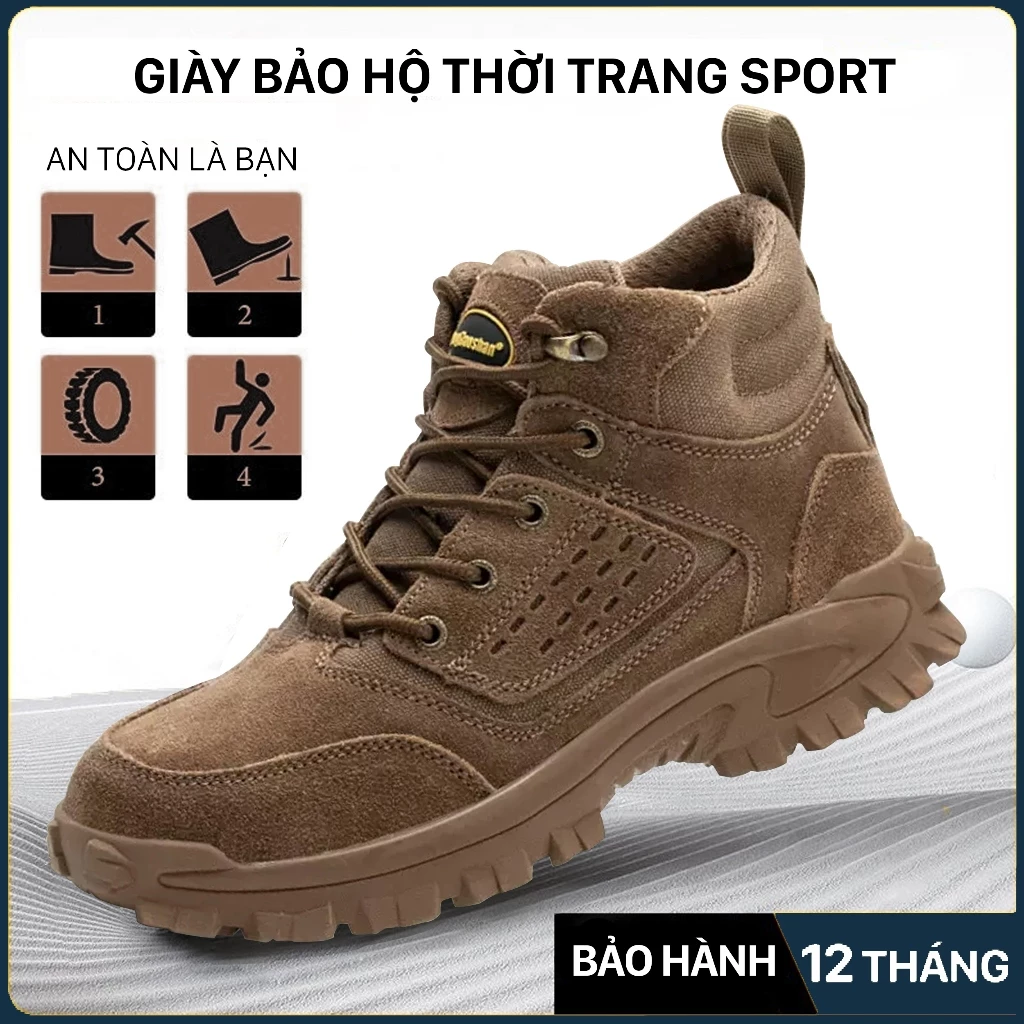 Giày Bảo Hộ Lao Động Cao Cổ Da Lộn - Hammer / Mũi Thép / Đế Giày Chống Đinh / Thiết Kế Đẹp Mắt / Cách Điện / Chống Trơn