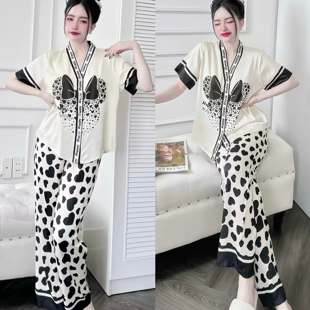 Ảnh Bộ Đồ Ngủ Pijama Hisexy Cộc Tay Quần dài Set Pijama Lụa Latin Cao Cấp mềm mịn P17 4