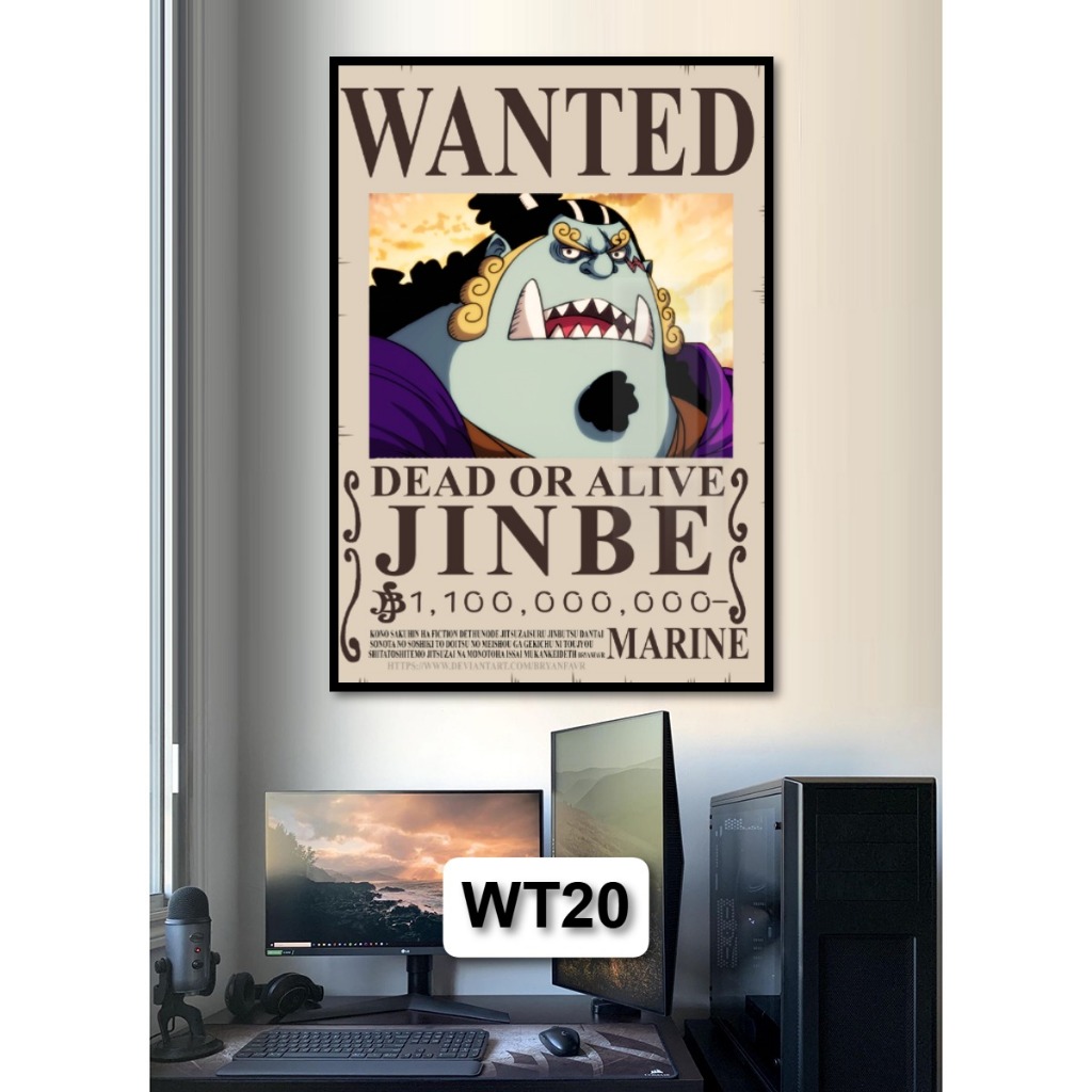 Tranh Poster Lệnh Truy Nã One Piece Tráng Gương Có Khung Decor Phòng Khách Phòng Game