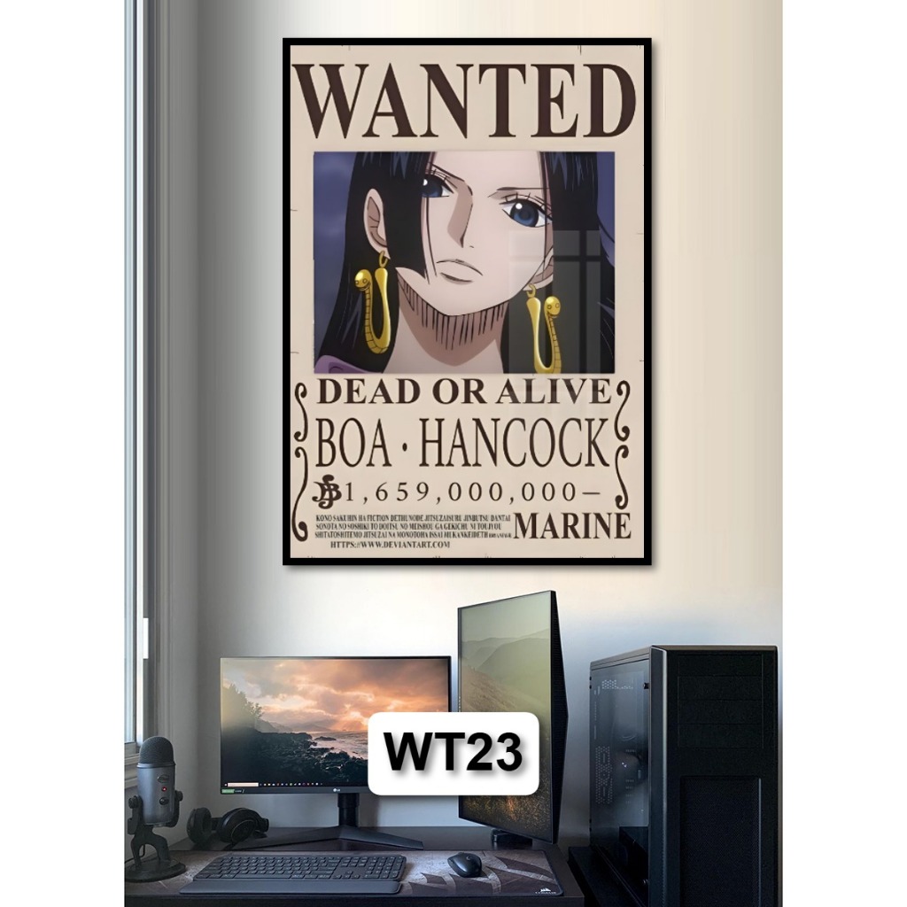 Tranh Poster Lệnh Truy Nã One Piece Tráng Gương Có Khung Decor Phòng Khách Phòng Game