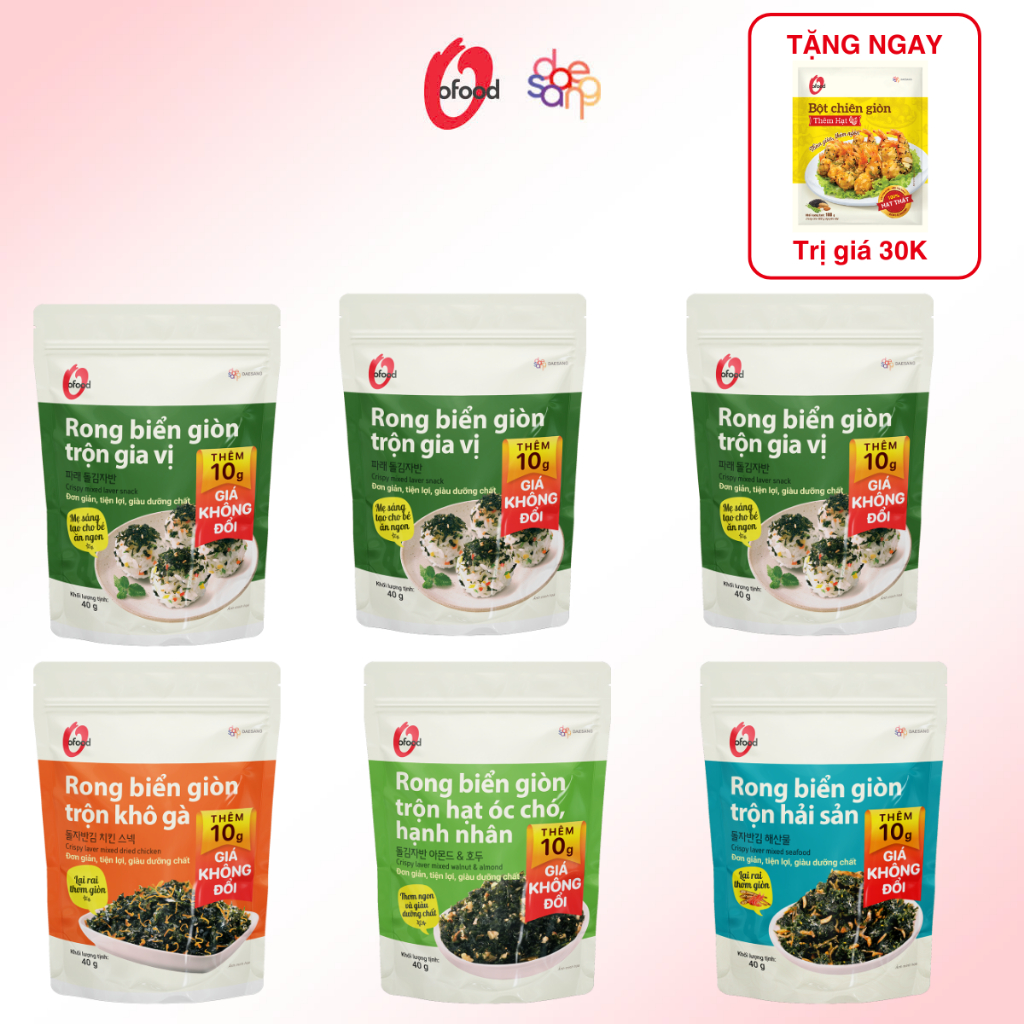 Ảnh Combo 6 rong biển giòn 40g O'food trộn 4 vị 1