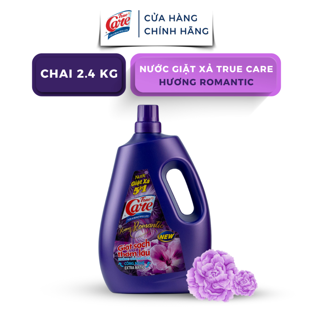 Chai Nước Giặt Xả True Care 5in1 Hương Romantic (2.4Kg - 4.8Kg)