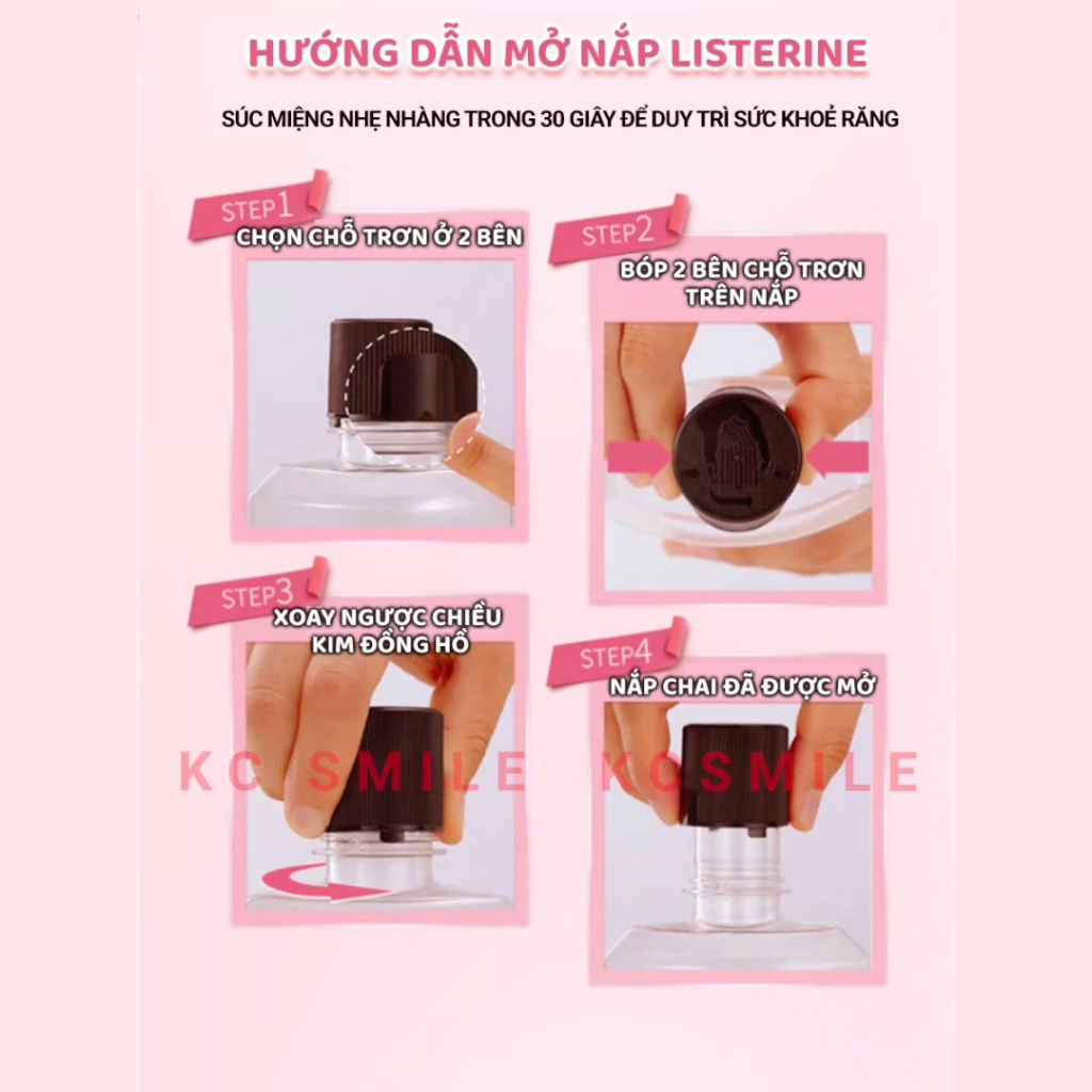 Nước súc miệng Listerine mix vị Đào và Hoa Anh Đào 250ml, 100ml, 500ml Sakura & Peach Khử mùi khuẩn