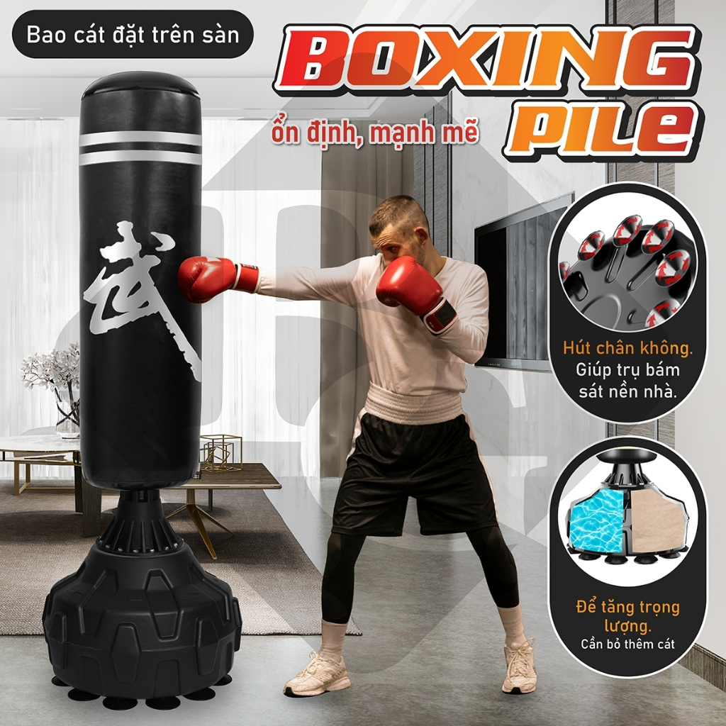 Ảnh BG Trụ tập luyện Boxing Pile BG026 hai màu Red/Black, hỗ trợ rèn luyện thể lục và cơ bắp 1
