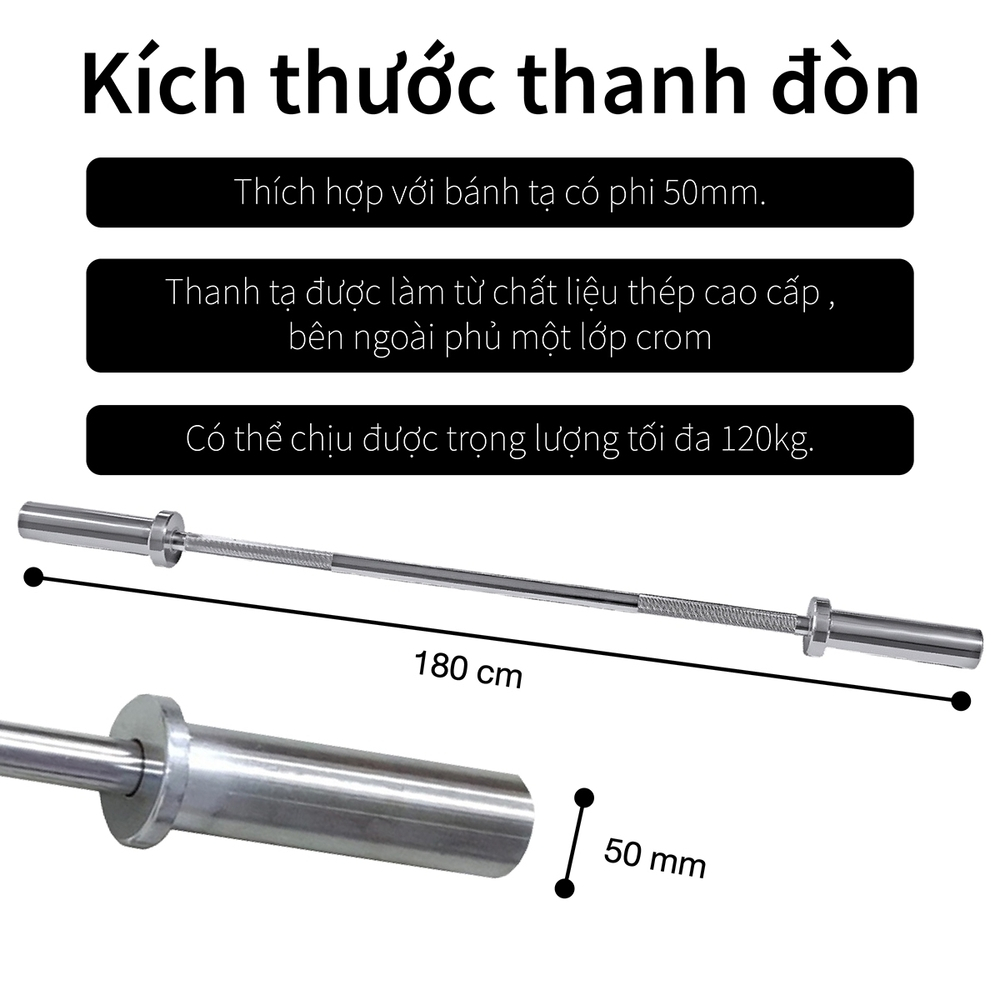 Ảnh - Thanh tạ cong 1,5M curved 2 loại phi 25/50 hỗ trợ tập luyện cơ tay trước và sau 4