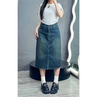 Chân váy jean dáng dài 7 tấc bigsize nữ xẻ tà lên phom xinh màu bụi dễ phối đồ dành cho nàng mũm mĩm 58-95kg- V5