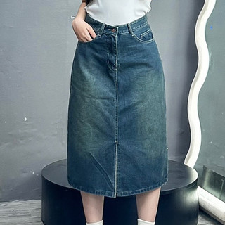 Chân váy jean dáng dài 7 tấc bigsize nữ xẻ tà lên phom xinh màu bụi dễ phối đồ dành cho nàng mũm mĩm 58-95kg- V5