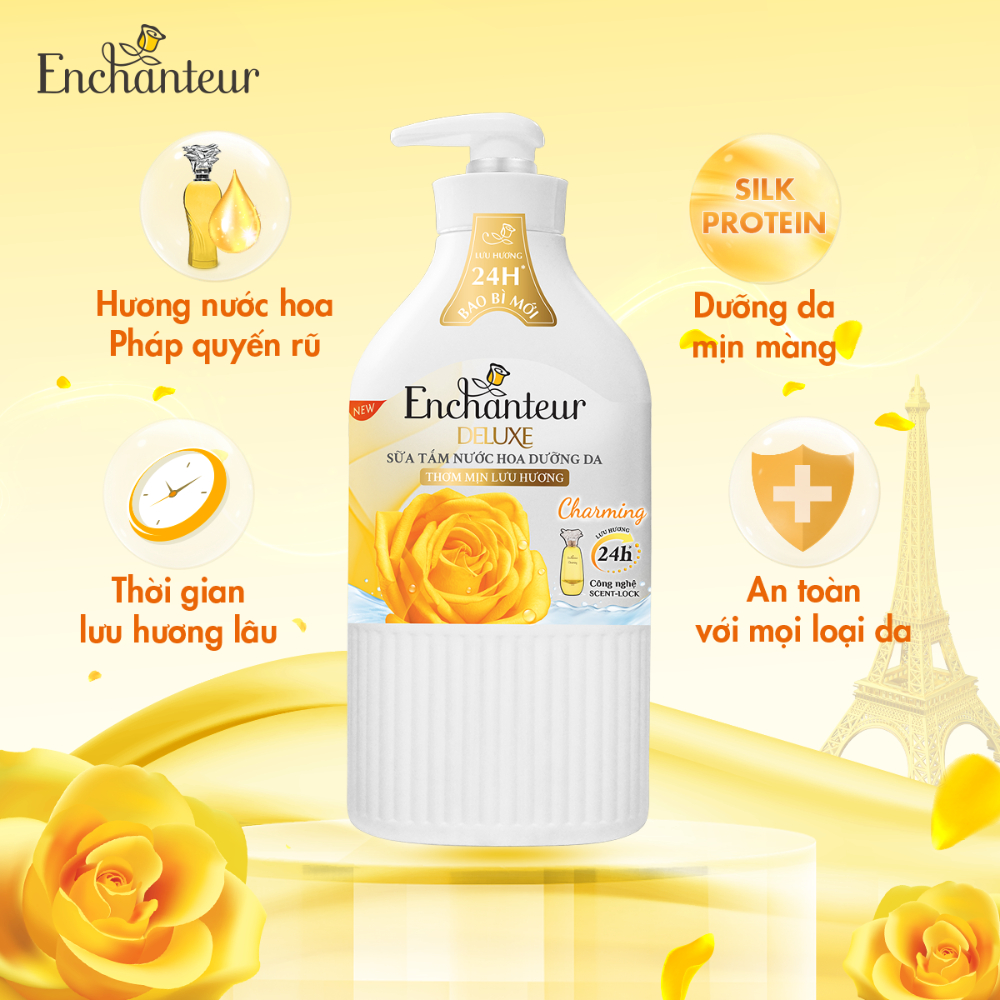 Ảnh Combo 2 Túi Sữa tắm hương nước hoa Enchanteur Charming 640g x 2 4