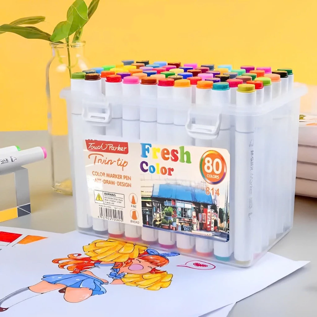 [Tết Cào là có quà]Giao Hỏa Tốc – Bút Marker Touch 48/60/80 Màu Kèm Hộp Nhựa, Vẽ Tranh, Tô Màu, Quà