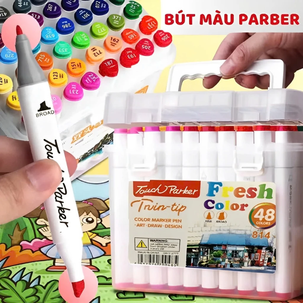 [Tết Cào là có quà]Giao Hỏa Tốc – Bút Marker Touch 48/60/80 Màu Kèm Hộp Nhựa, Vẽ Tranh, Tô Màu, Quà