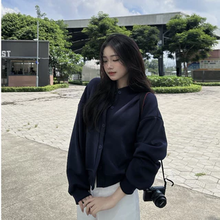 Áo Khoác Nỉ Cardigan Nữ Basic Cài Cúc Mùa Thu Đông Vải 2 Da Cao Cấp Không Xù 2024 MA462