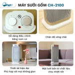 Quạt sưởi FujiE CH-2100 gốm Ceramic, không đốt oxi, tự ngắt khi quá nhiệt và nghiêng đổ, an toàn, bảo hành 12 tháng — ảnh 4