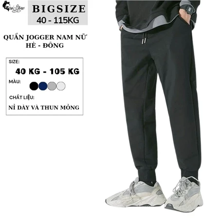 40-105KG Quần Jogger Nam Nữ Bigsize Hè - Đông 2 Chất Vải 4 Màu - MÃ 03