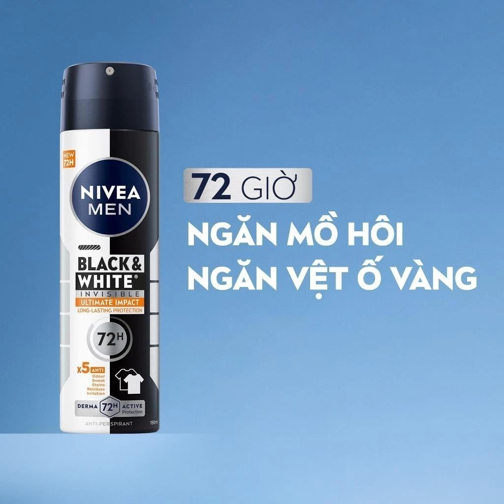 Xịt ngăn mùi Nivea dành cho nam Khô thoáng | Kháng khuẩn | Chống ố áo | Mát Lạnh | Hương Gỗ 150ml