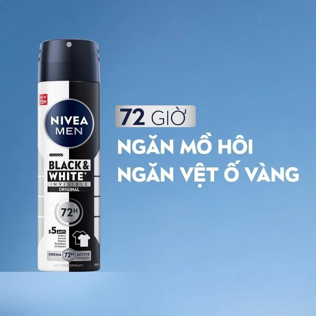 Xịt ngăn mùi Nivea dành cho nam Khô thoáng | Kháng khuẩn | Chống ố áo | Mát Lạnh | Hương Gỗ 150ml