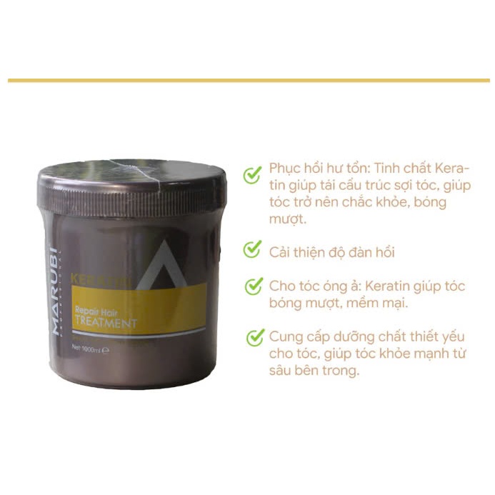 Kem ủ tóc phục hồi Keratin Marubi Treatment 1000ml