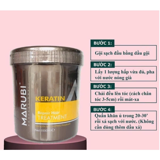 Kem ủ tóc phục hồi Keratin Marubi Treatment 1000ml