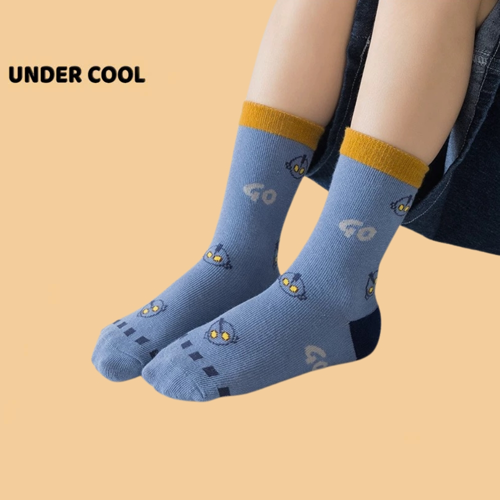 Set 5 đôi tất vớ trẻ em UNDERCOOL cotton cổ cao siêu nhân sợi bông mềm mại thoáng khi khử mùi TC83