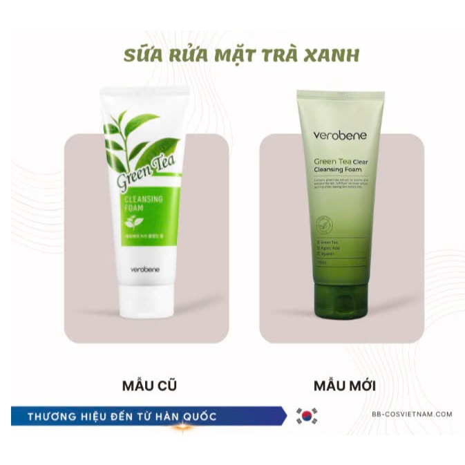 Sữa rửa mặt Verobene trà xanh làm sạch sâu, dịu nhẹ cho da dầu mụn, 150g (mẫu mới
