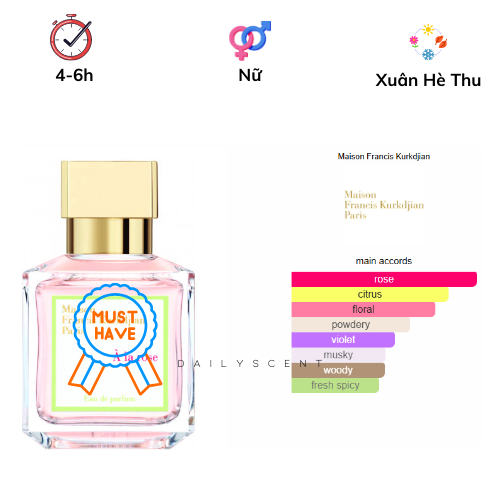 A La Rose 70ml EDP MFK| Nước hoa nữ| Nước hoa hồng| Nước hoa niche| Dailyscent