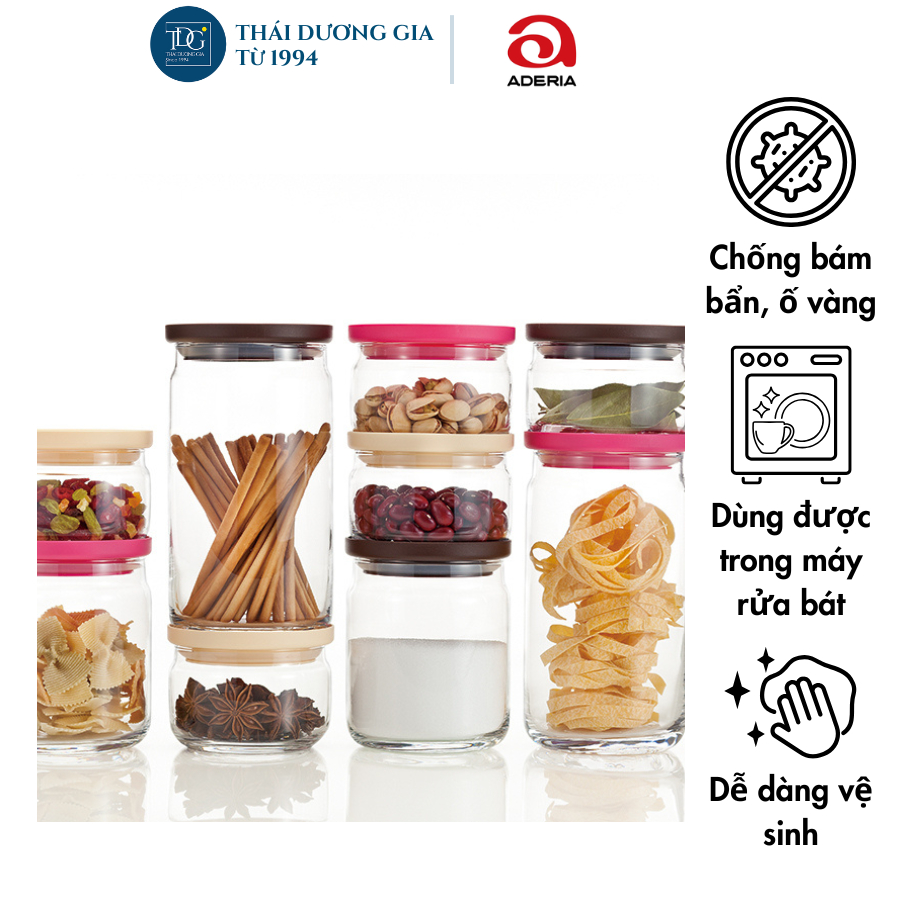 Lọ, hũ thủy tinh nắp silicon 360ml Aderia Nhật Bản M-6241 | Thái Dương Gia