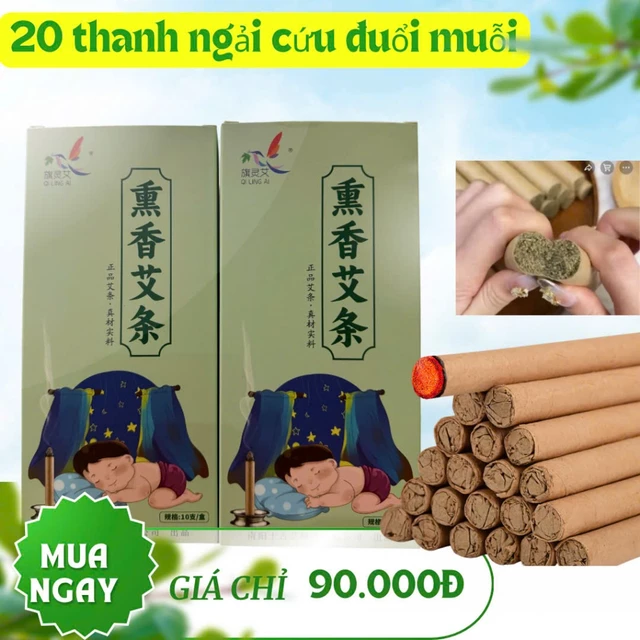 Nhang ngải cứu đuổi muỗi, 20 thanh đuổi muỗi ngải cứu cao cấp hiệu quả an toàn cho bé và cả gia đình
