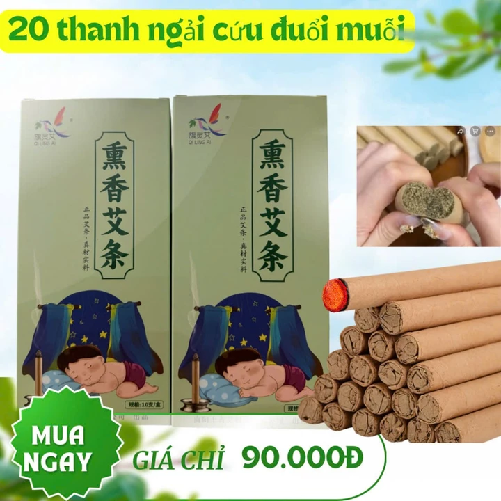 Nhang ngải cứu đuổi muỗi, 20 thanh đuổi muỗi ngải cứu cao cấp hiệu quả an toàn cho bé và cả gia đình