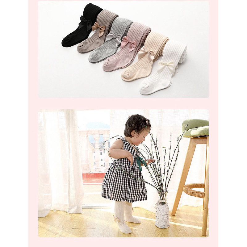 (Sẵn S) Quần tất liền bàn đính nơ điệu đơn giản dành cho bé gái