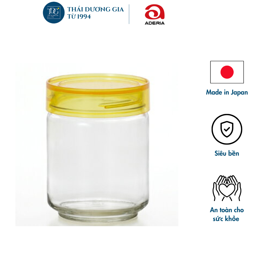 Lọ, Hũ Thủy Tinh 750ml Nắp Nhựa Vàng Kháng Khuẩn Nhật Bản Aderia M6628 | Thái Dương Gia
