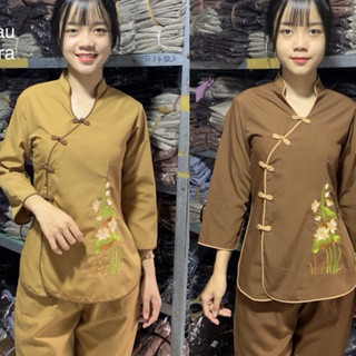 Đồ Lam Đi Chùa# Tàu Xéo Hoa Thêu Vạc Áo # Quần Áo # Đồ Bộ Nữ